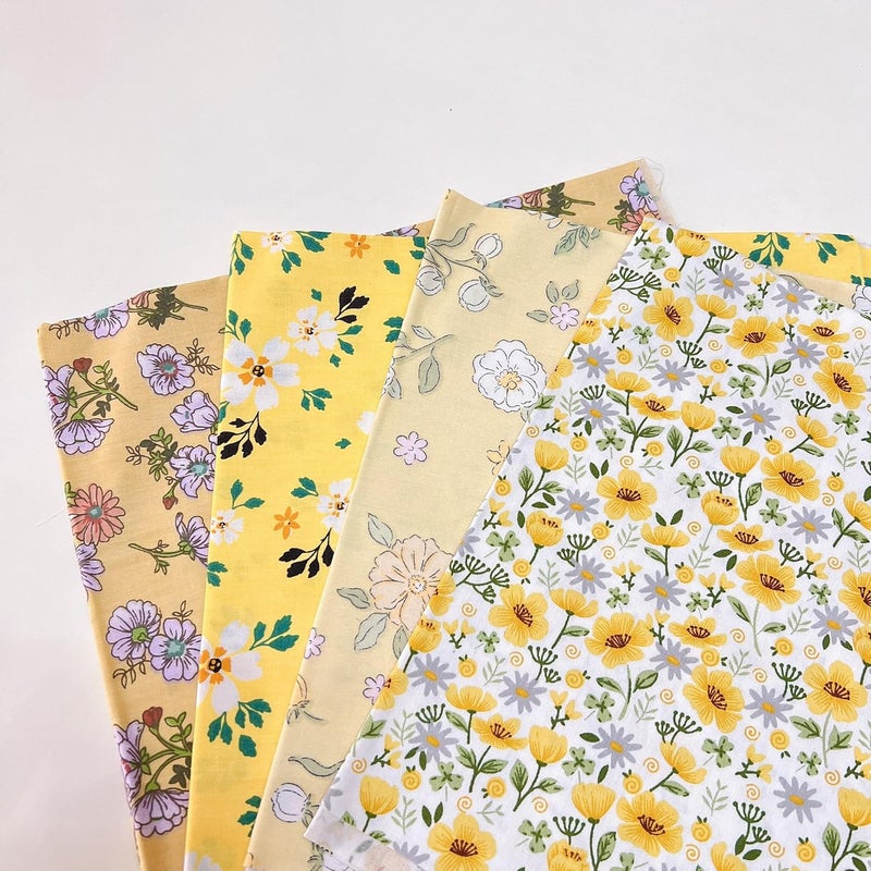 LMAEZNER 7Pcs 20" x 20" Cotton Fabric DIY Making Supplies Quilting Patchwork Fabric Fat Quarter Bundles DIY for Quilting Cotton Patchwork Cushions (Yellow, 20" x 20") - Image 3